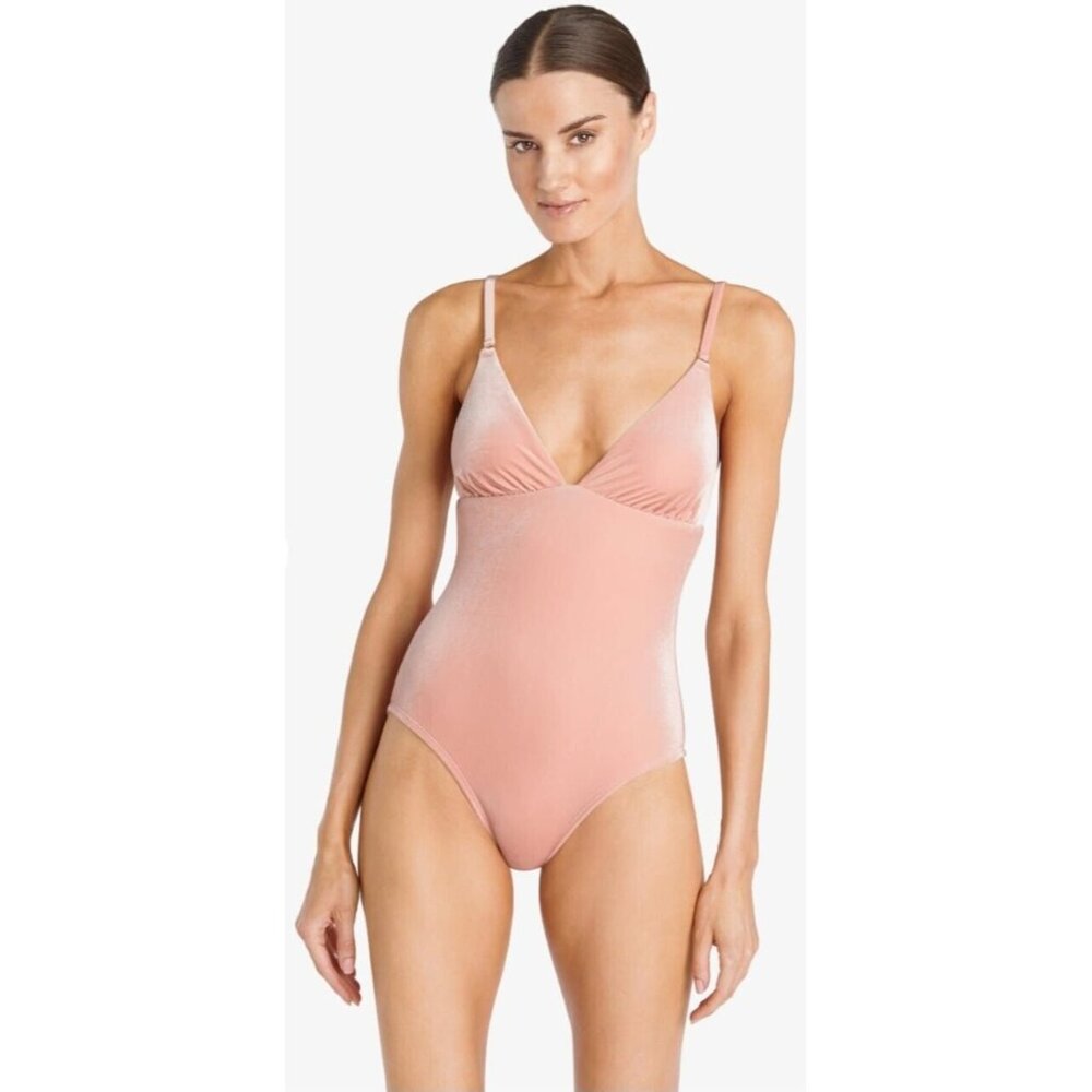 ROBIN PICCONE ONE PIECE SWIMSUIT WOMENS NUDE SIZE 8 VELVETY ROXY TRIANGLE NEW